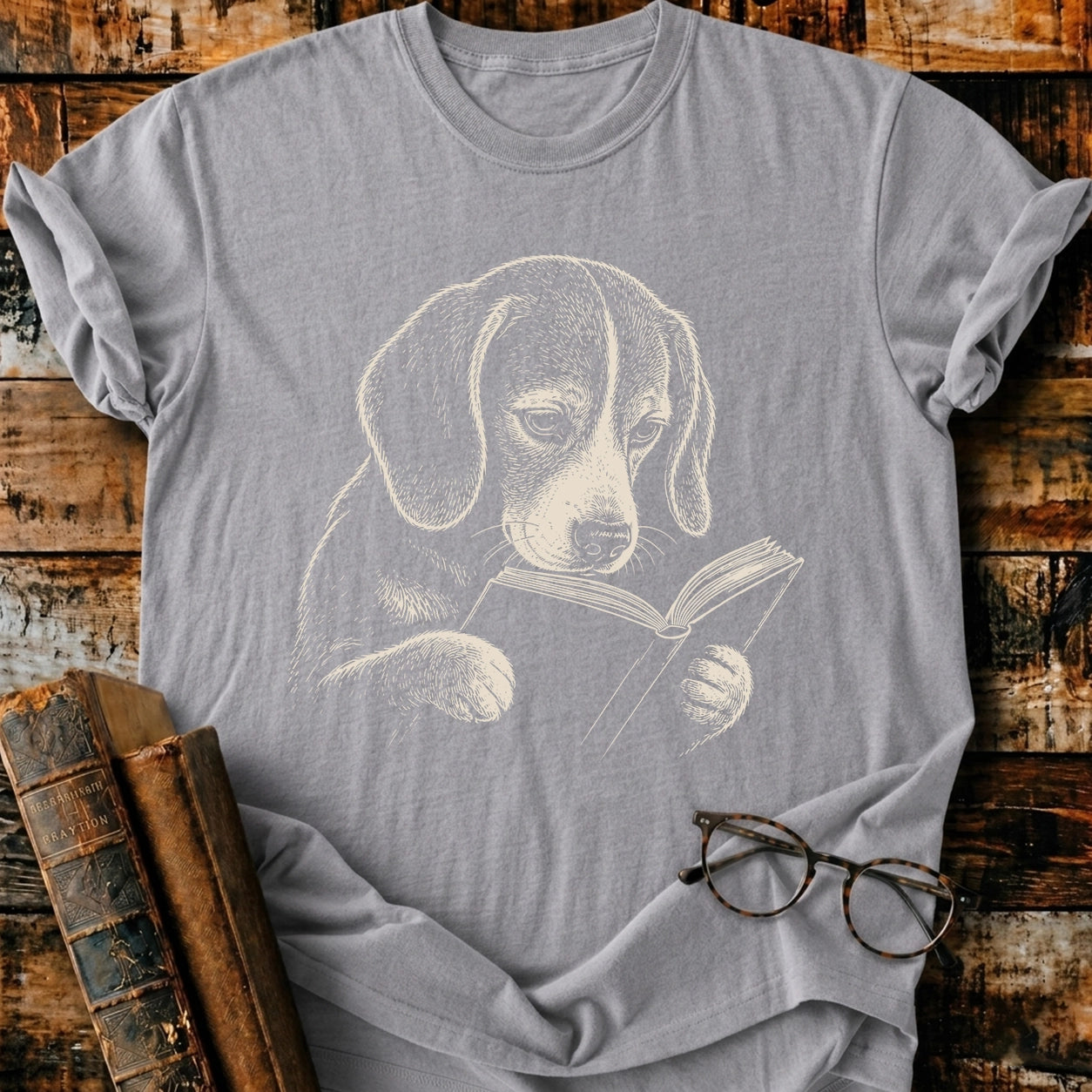 Beagle Reading T-Shirt