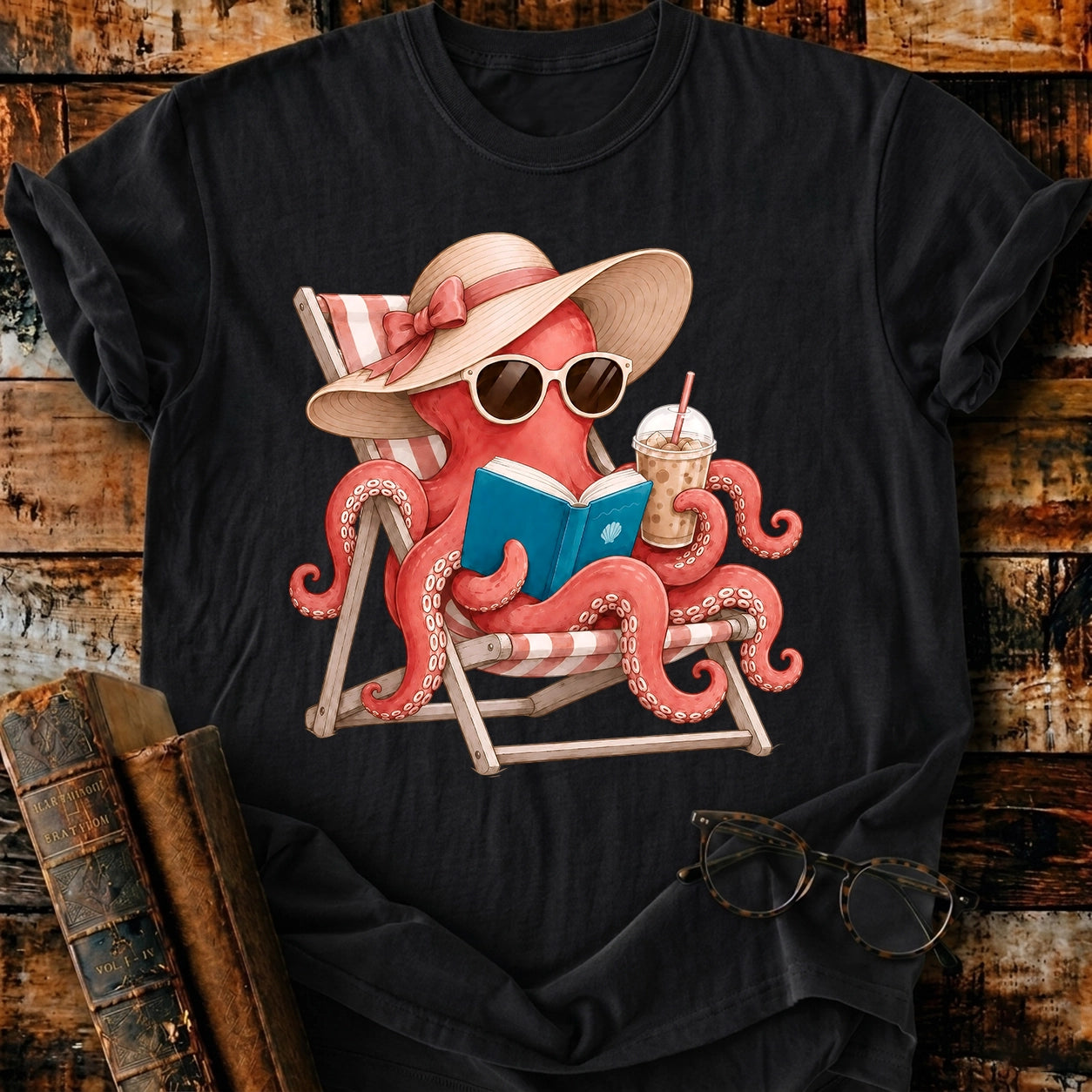 Octopus Reading T-Shirt