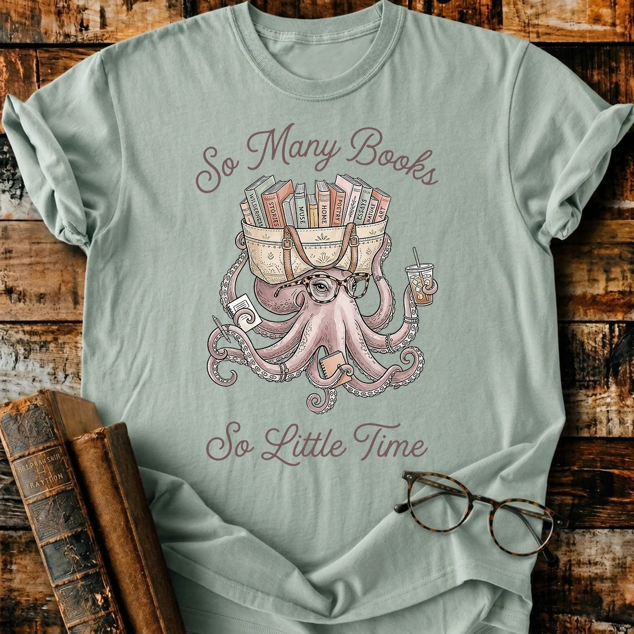 Octopus Many Books T-Shirt