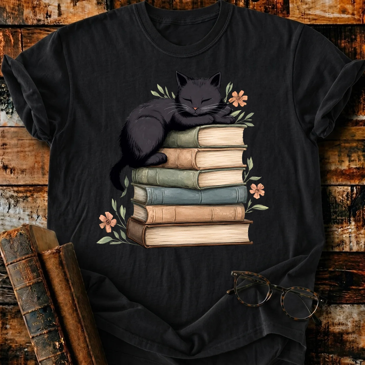 Black Cat Asleep T-Shirt