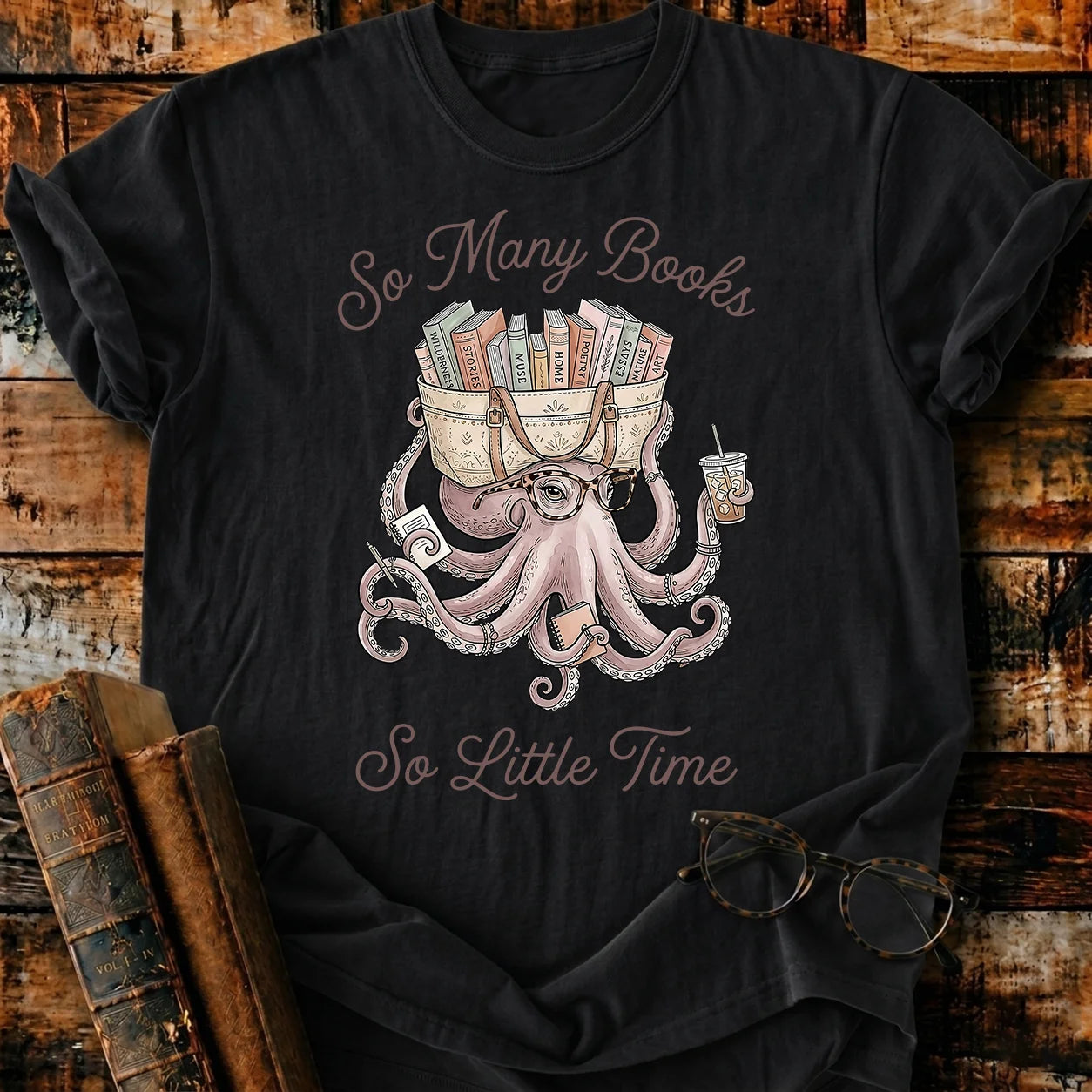 Octopus Many Books T-Shirt