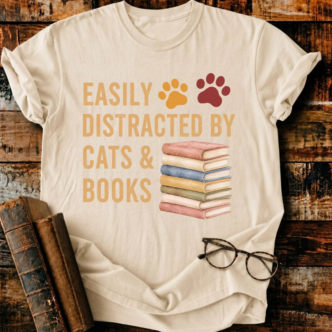 Distracted By Cats & Books T-Shirt
