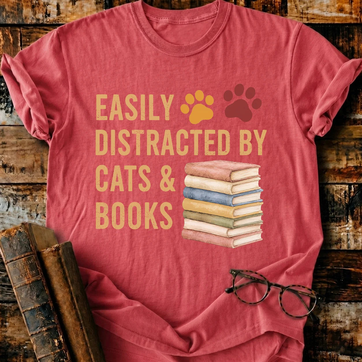 Distracted By Cats & Books T-Shirt