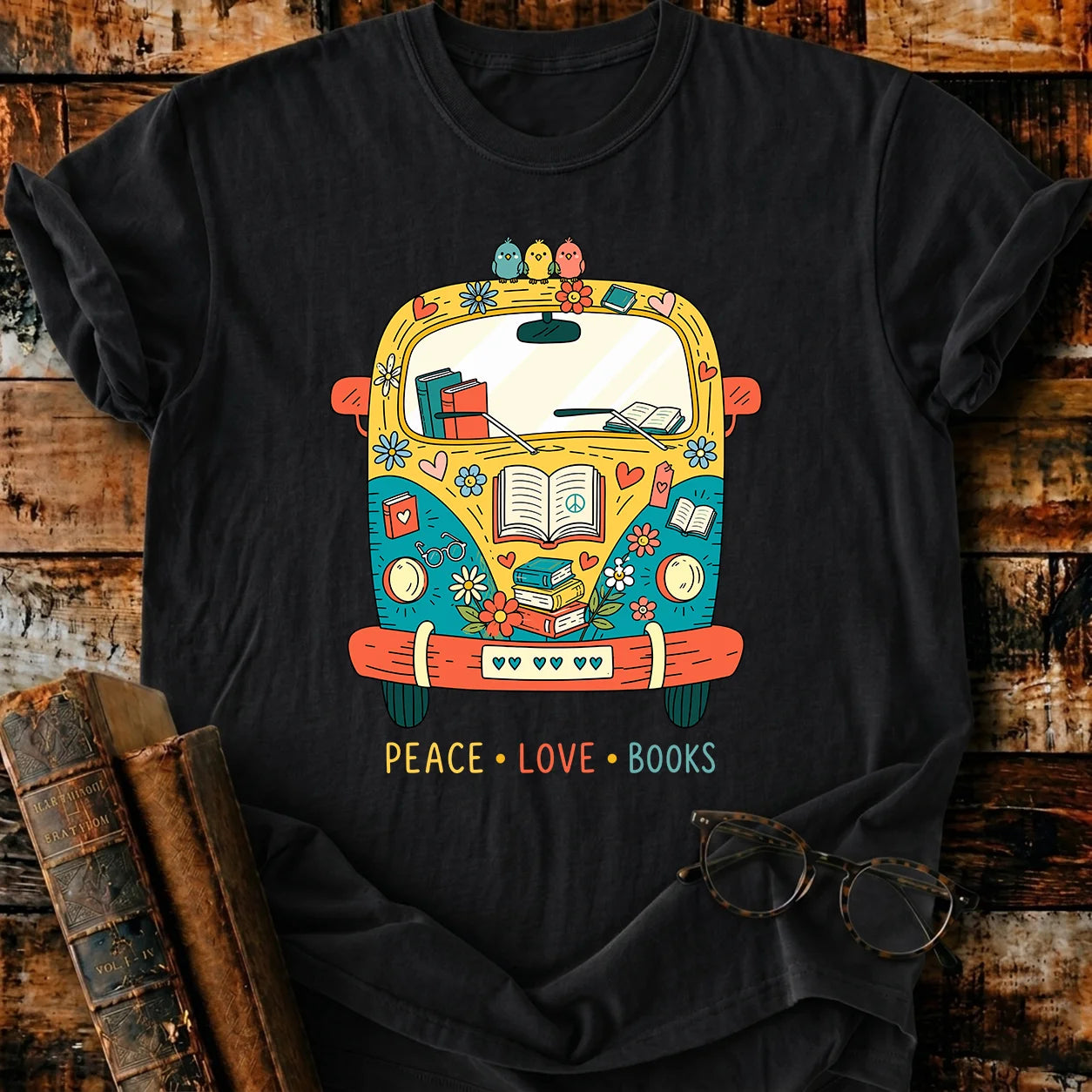 Peace Love Book T-Shirt