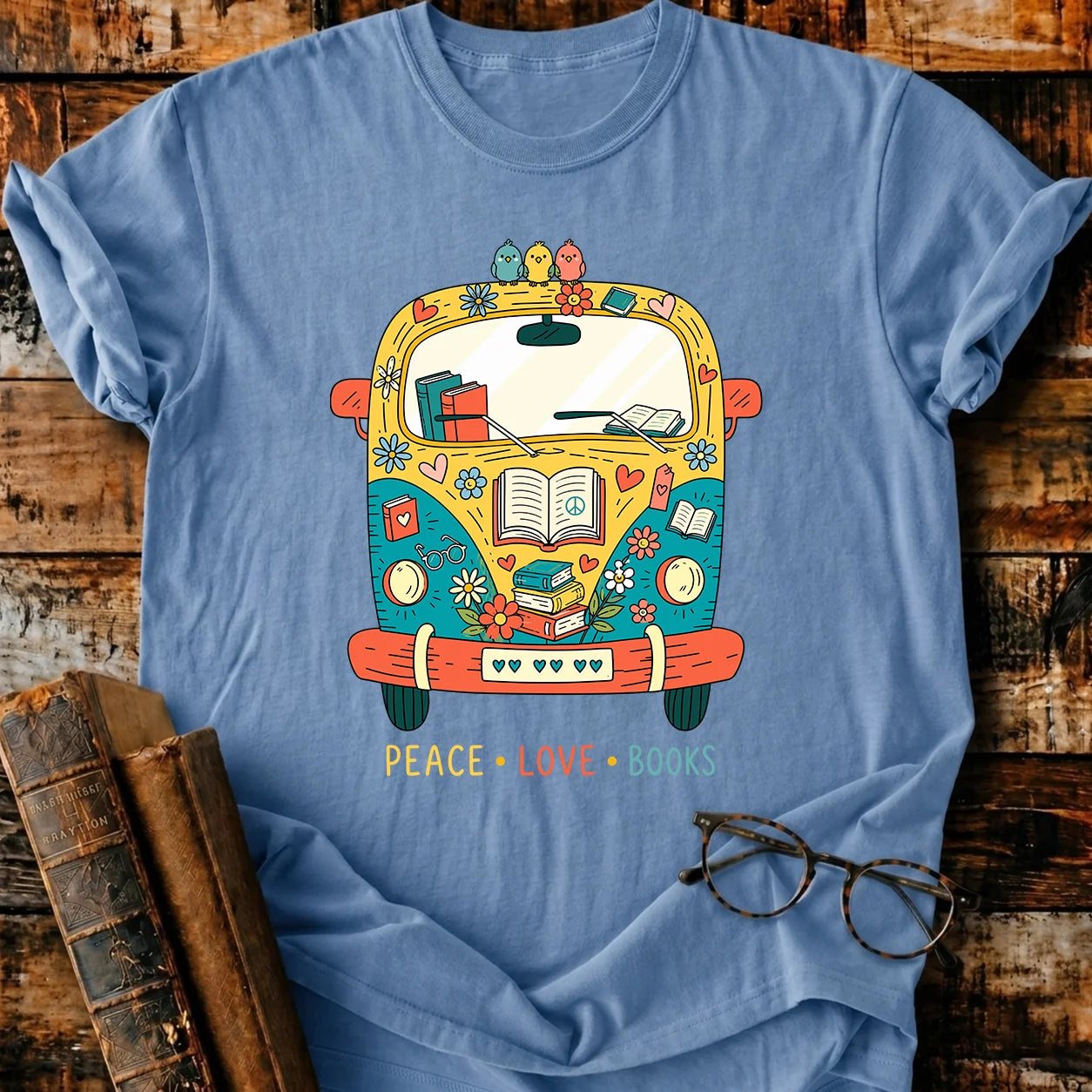 Peace Love Book T-Shirt
