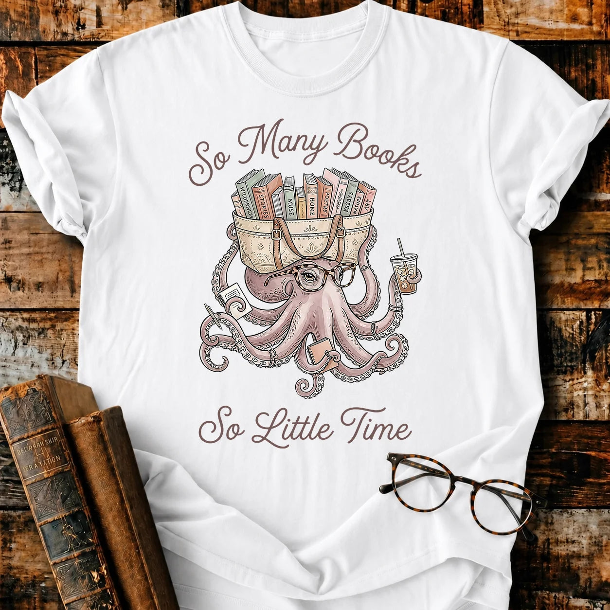 Octopus Many Books T-Shirt
