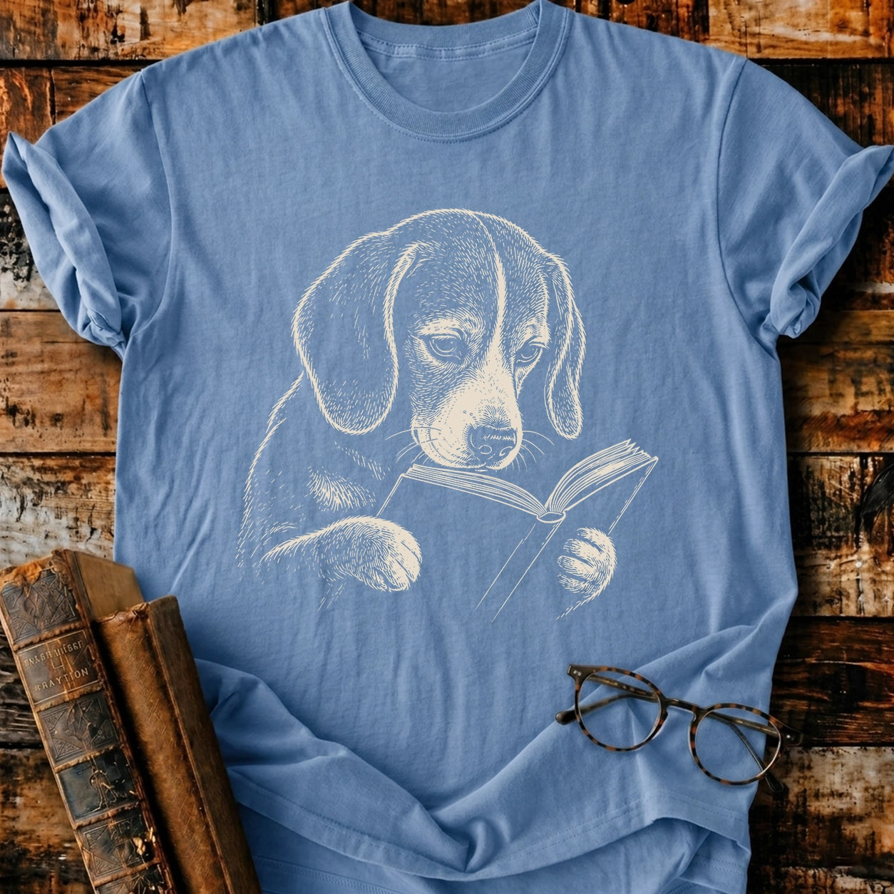 Beagle Reading T-Shirt