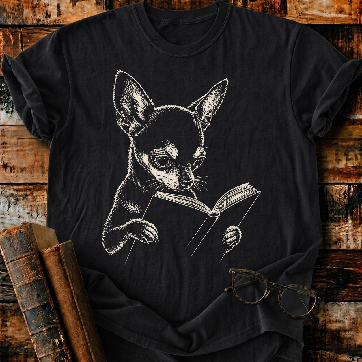 Chihuahua Reading T-Shirt
