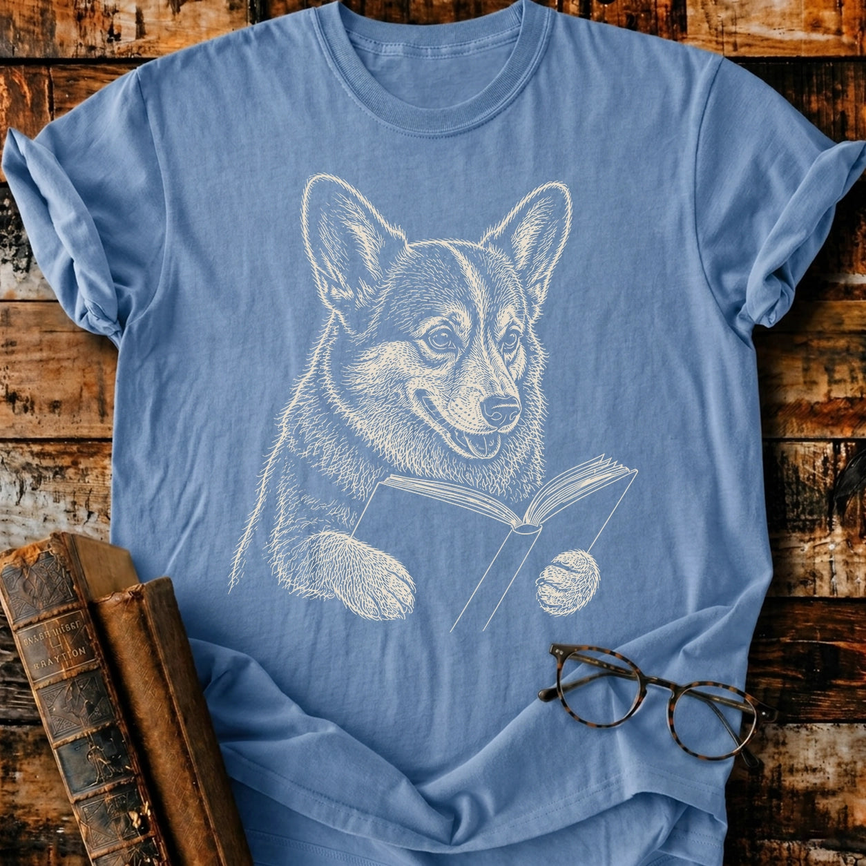 Corgi Reading T-Shirt