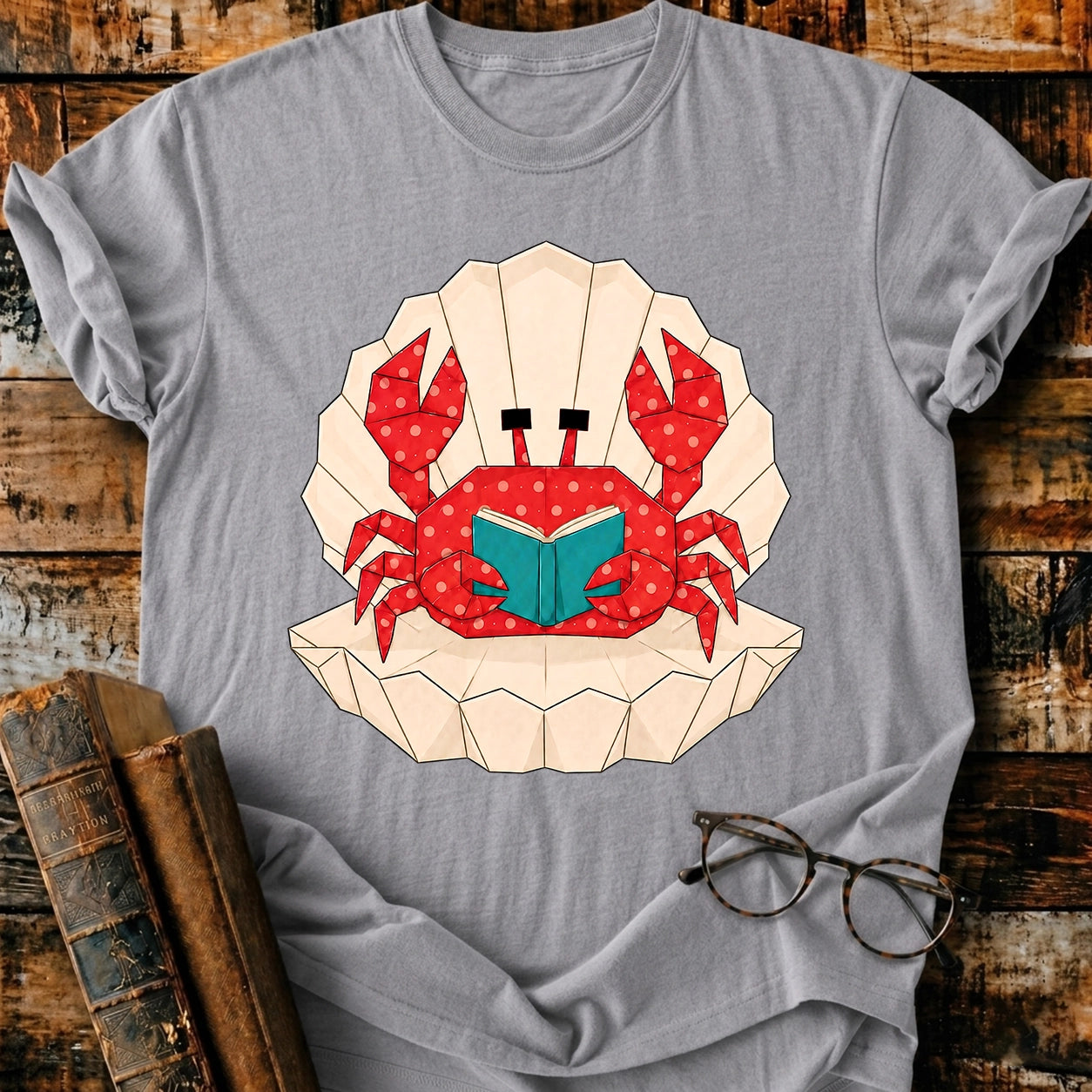 Crab Reading T-Shirt