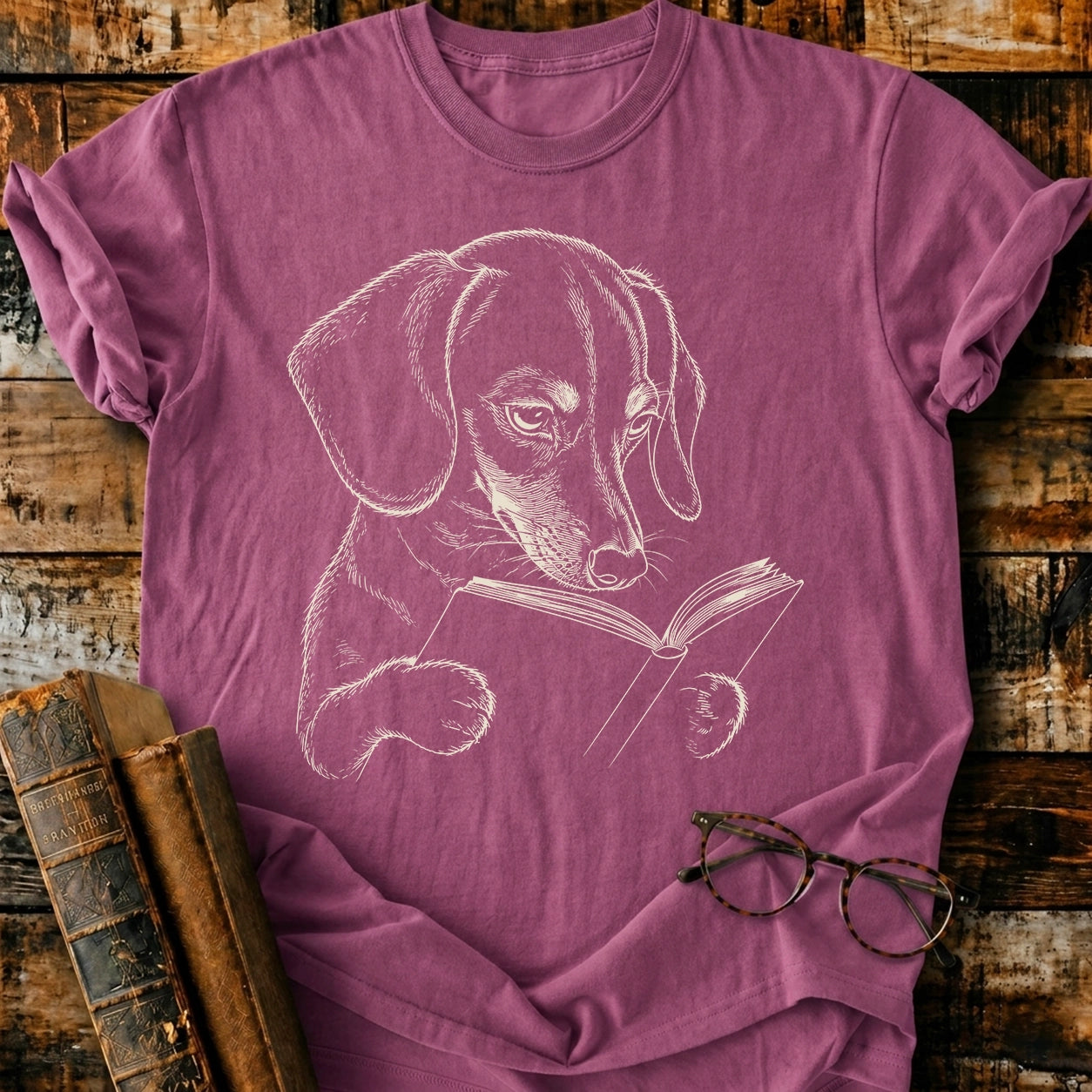 Dachshund Reading T-Shirt