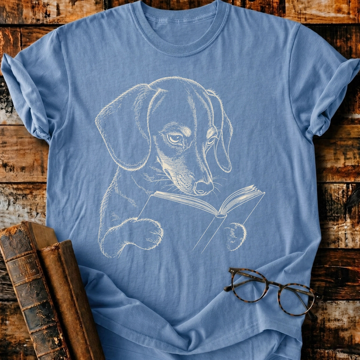 Dachshund Reading T-Shirt