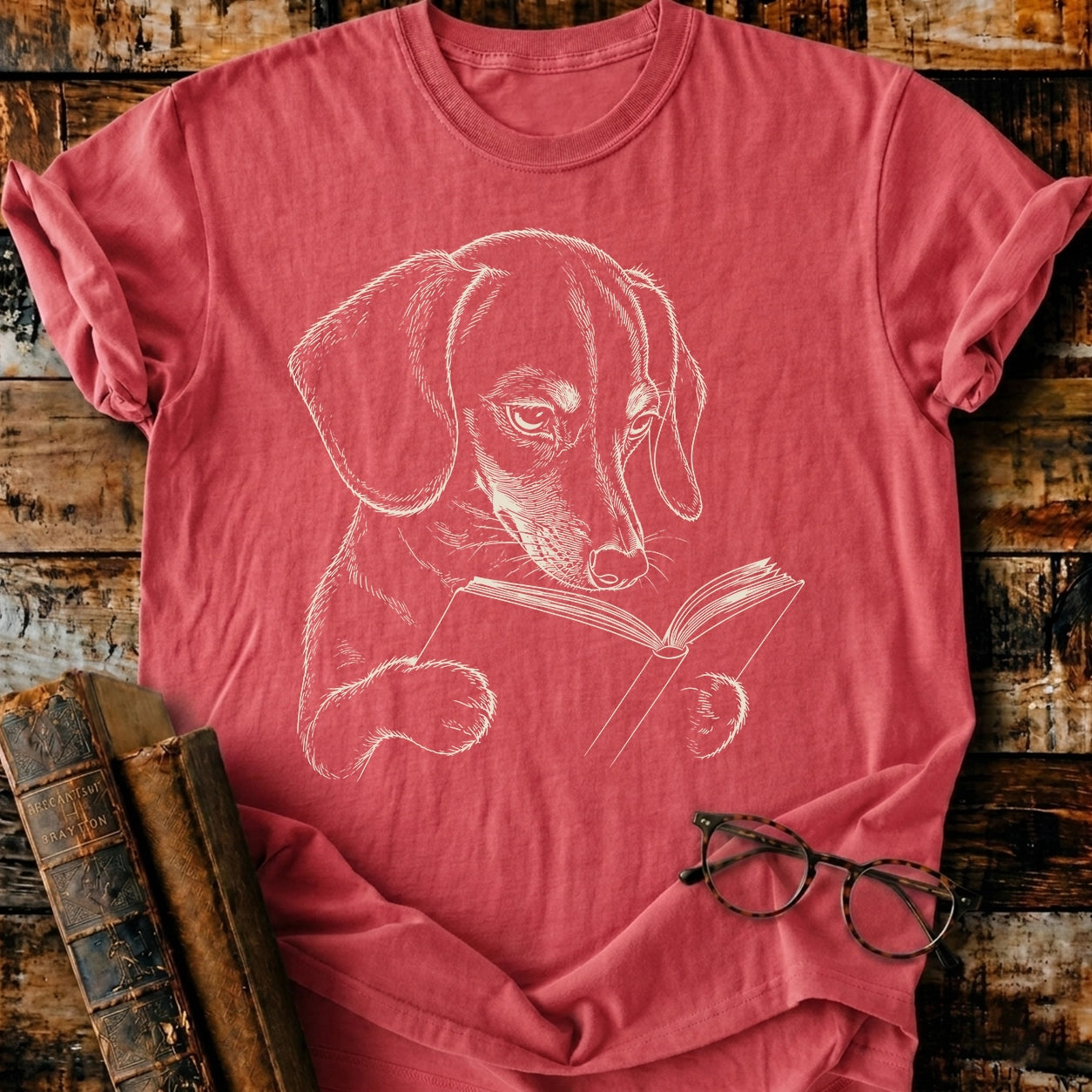 Dachshund Reading T-Shirt