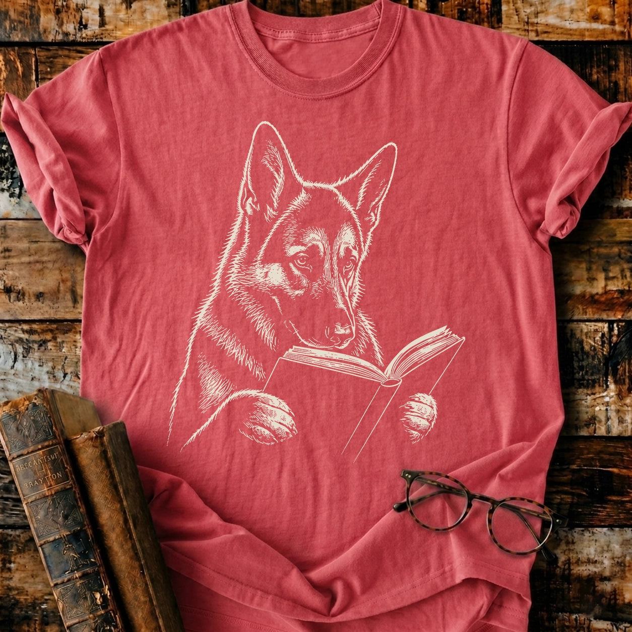 German Shepherd Reading T-Shirt