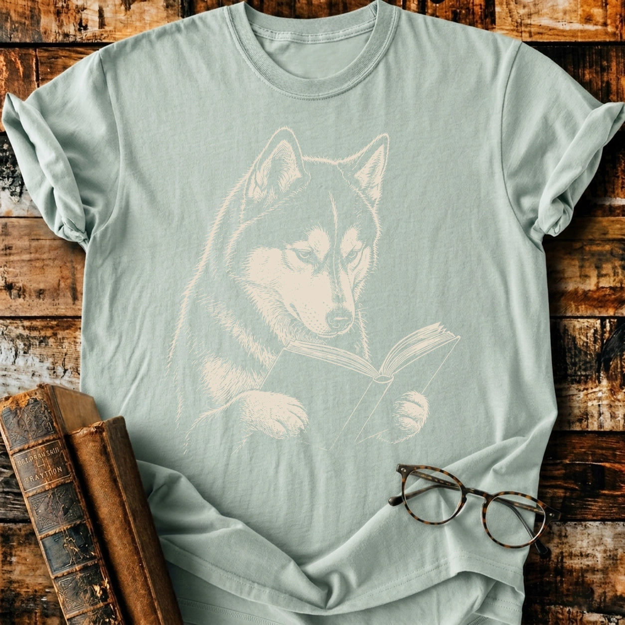 Husky Reading T-Shirt