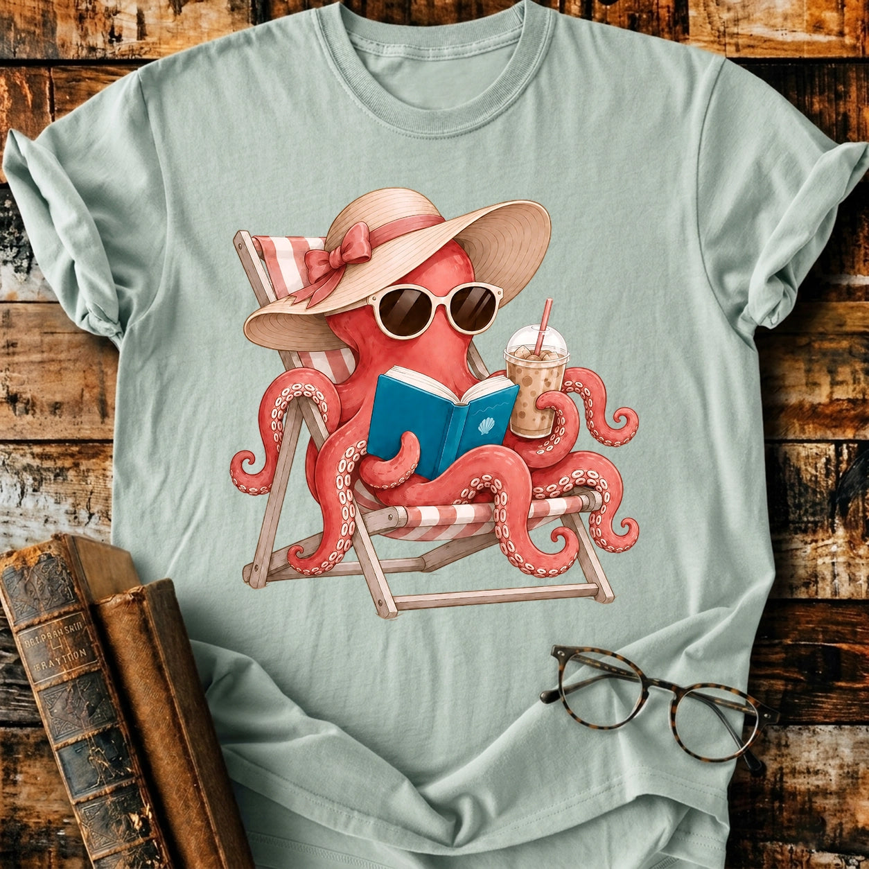 Octopus Reading T-Shirt