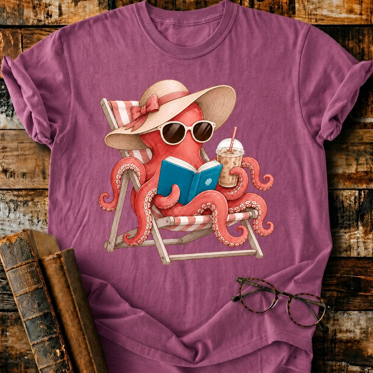 Octopus Reading T-Shirt