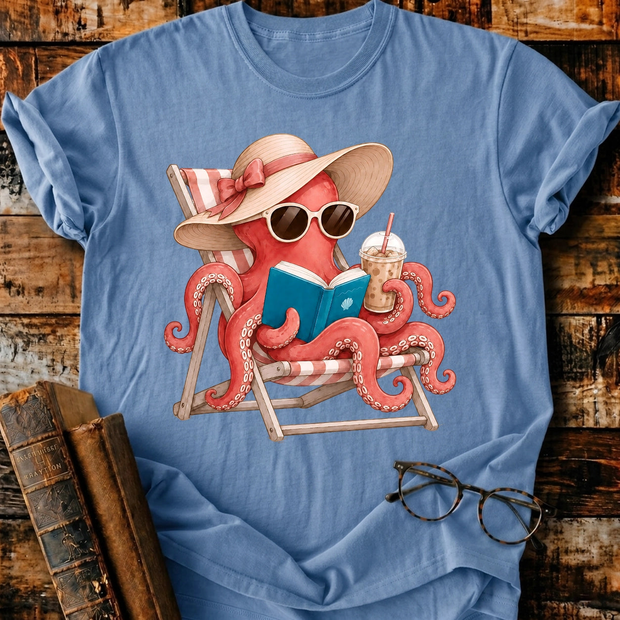 Octopus Reading T-Shirt