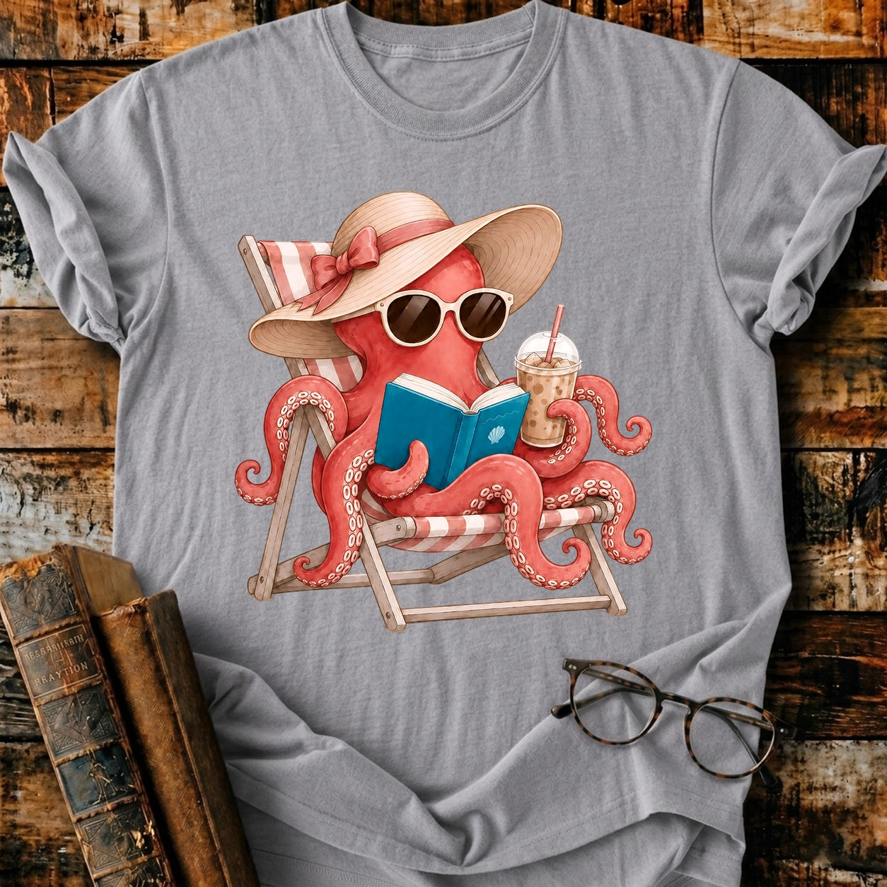 Octopus Reading T-Shirt