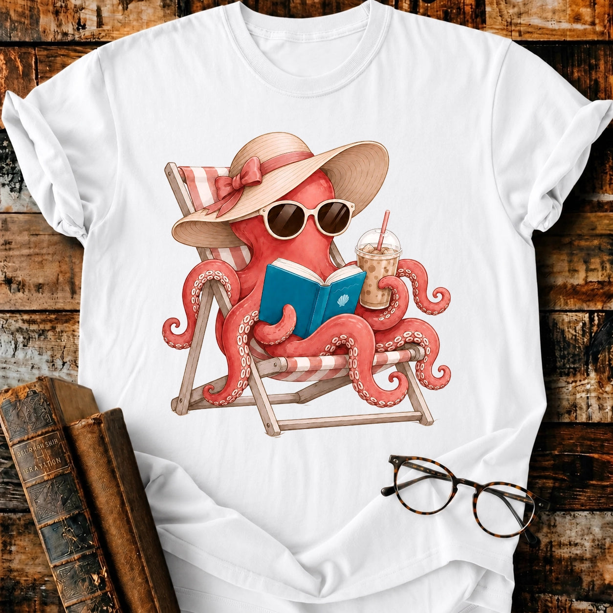 Octopus Reading T-Shirt